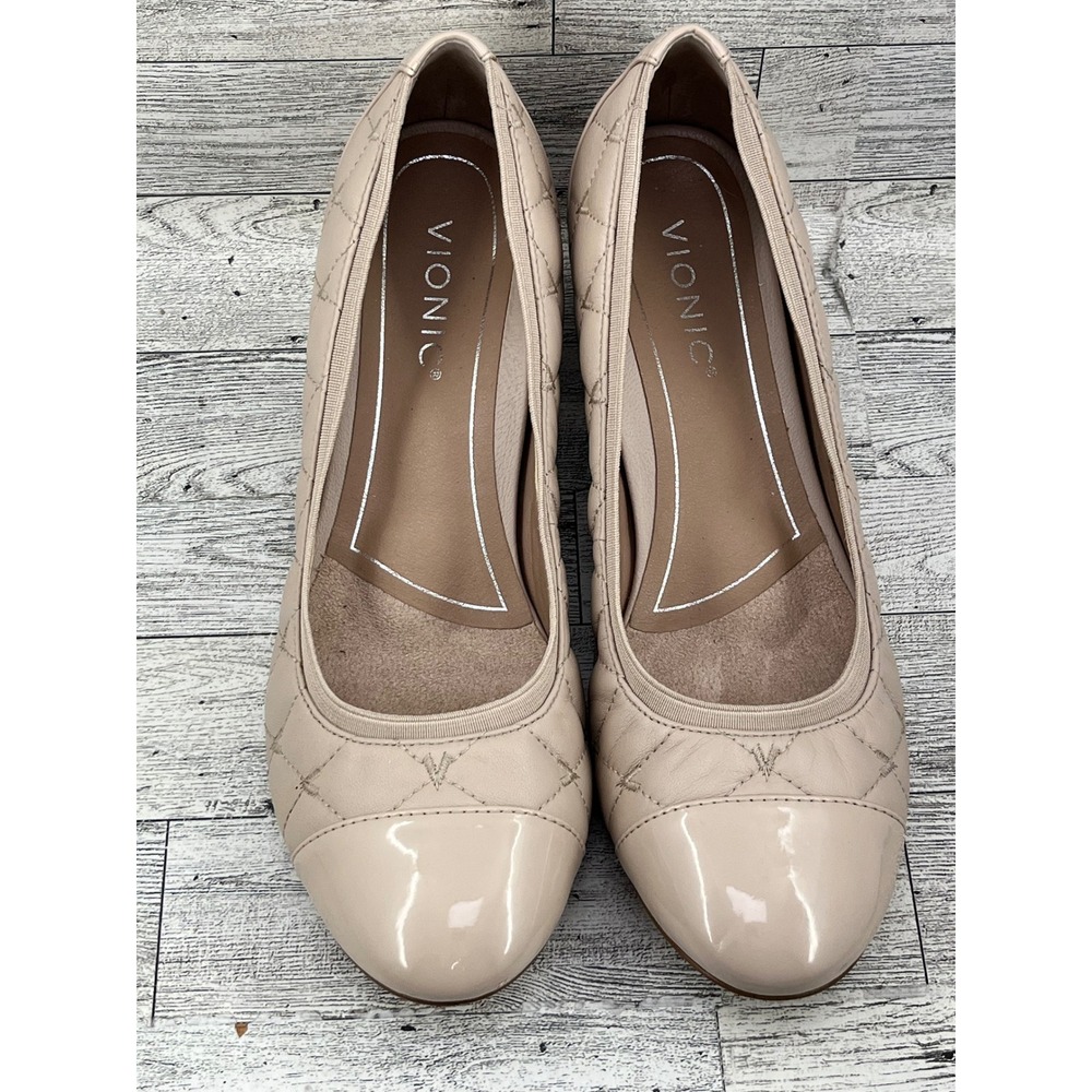 Vionic Ruby Beige Quilted Leather Patent Cap Toe … - image 11